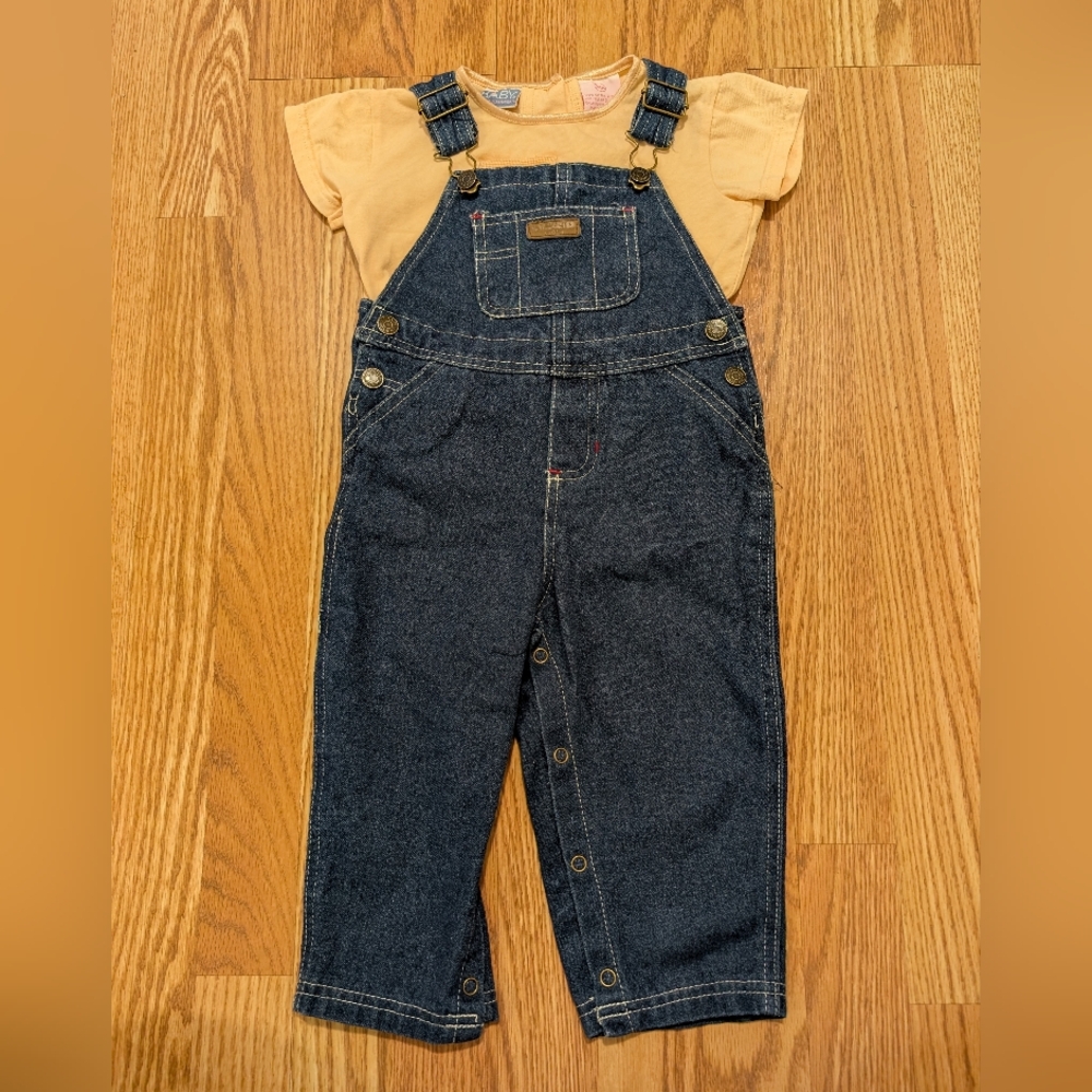 Vintage Carter's Denim Overalls with Vintage Orange Girls Top 24 Months
